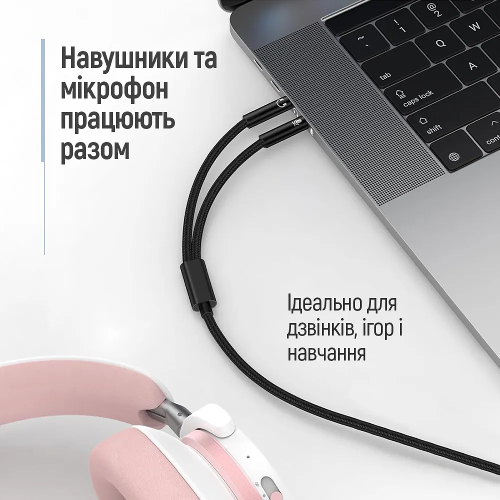 Адаптер ColorWay 3.5 мм - 2х3.5 мм (F/M), 1 м, Black (CW-AD-J2MJ) - мініатюра 7