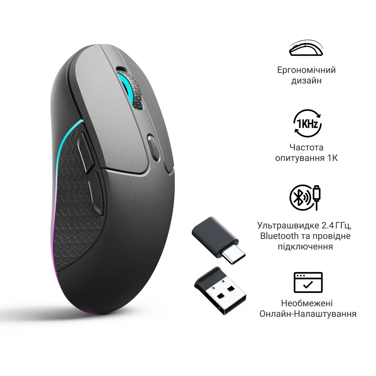 Миша бездротова Keychron M3 WL Black (M3-A1) - мініатюра 6