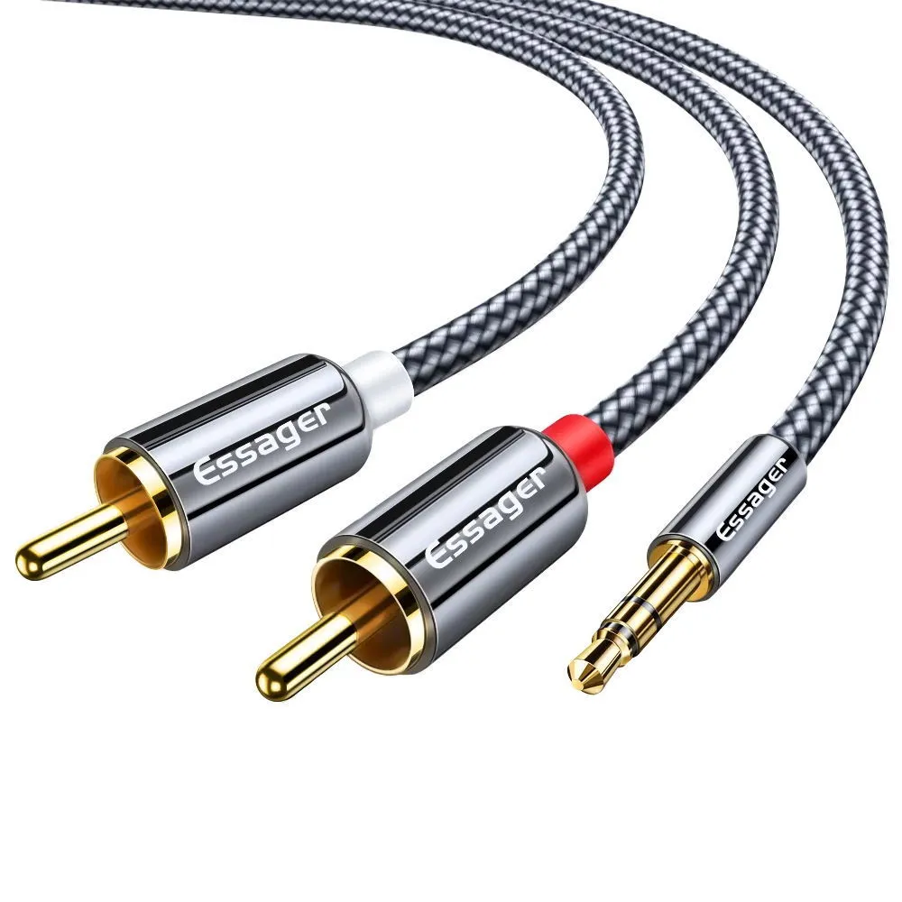 Кабель Essager Monster 3.5 мм - 2xRCA (M/M), 2 м, Grey (EYPZJ-MYA0H) - зображення 1