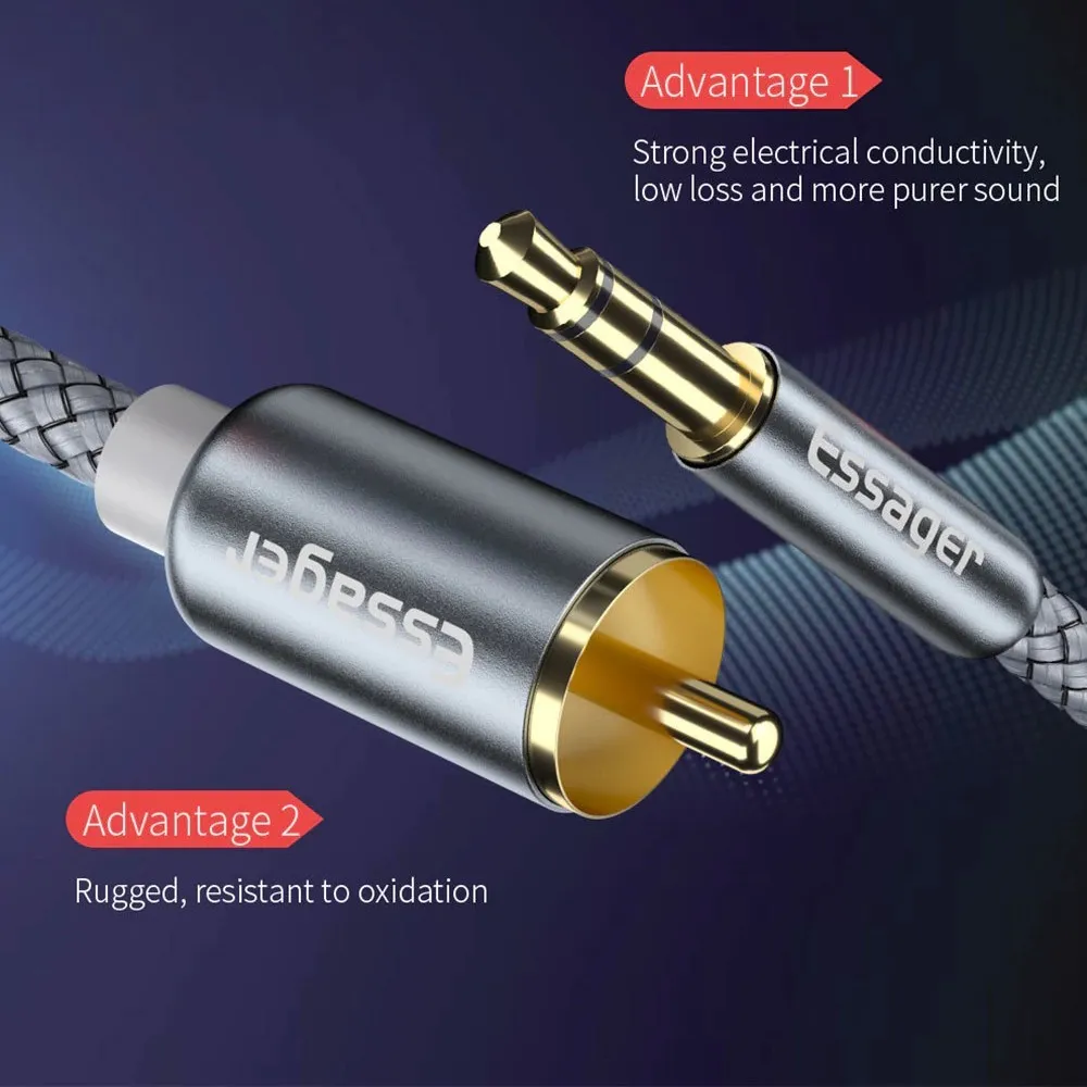 Кабель Essager Monster 3.5 мм - 2xRCA (M/M), 2 м, Grey (EYPZJ-MYA0H) - мініатюра 11