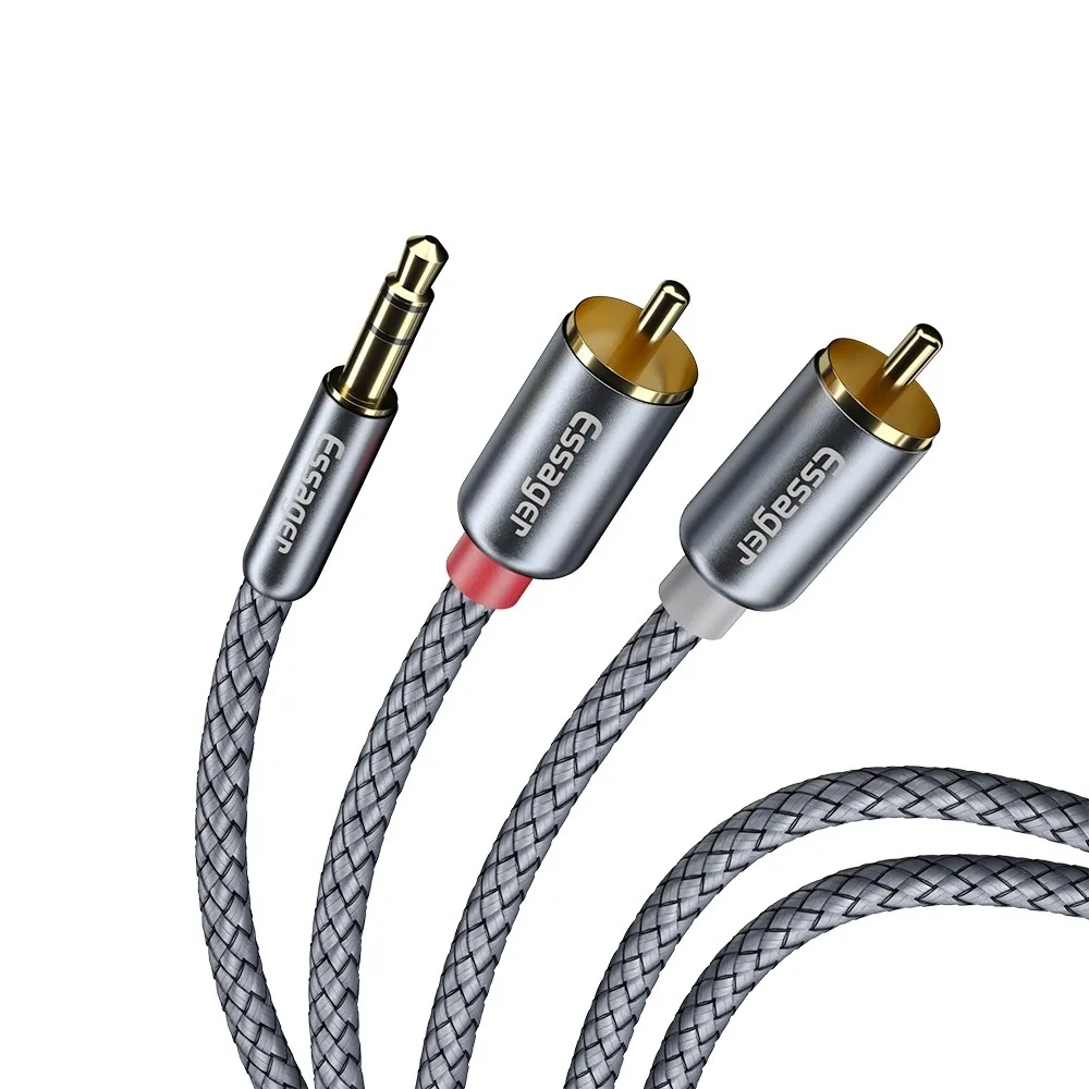Кабель Essager Monster 3.5 мм - 2xRCA (M/M), 2 м, Grey (EYPZJ-MYA0H) - мініатюра 2