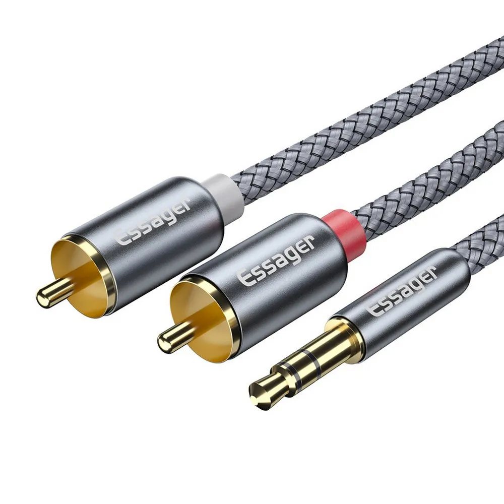 Кабель Essager Monster 3.5 мм - 2xRCA (M/M), 2 м, Grey (EYPZJ-MYA0H) - мініатюра 3