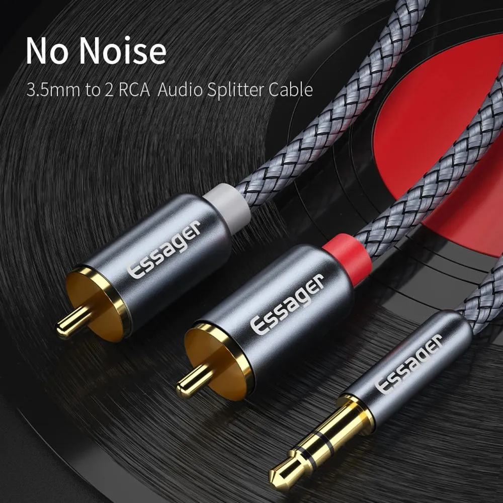 Кабель Essager Monster 3.5 мм - 2xRCA (M/M), 2 м, Grey (EYPZJ-MYA0H) - мініатюра 4