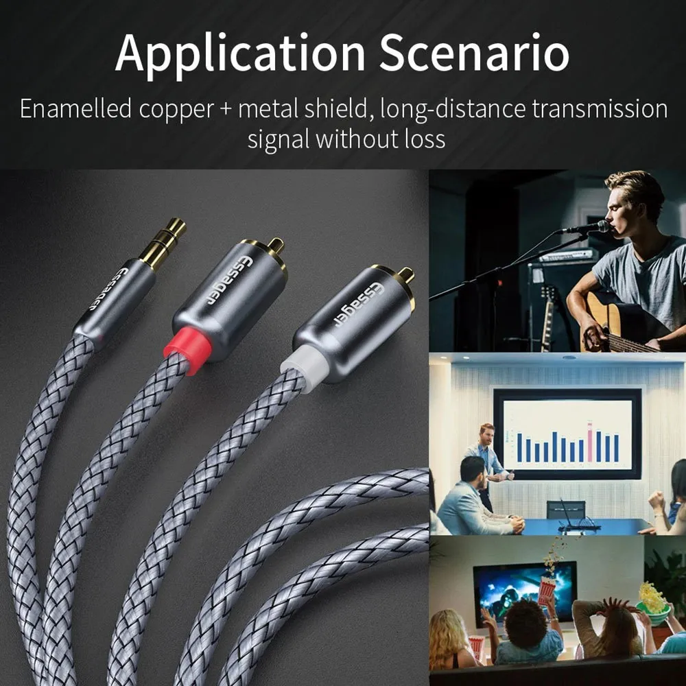 Кабель Essager Monster 3.5 мм - 2xRCA (M/M), 2 м, Grey (EYPZJ-MYA0H) - мініатюра 9