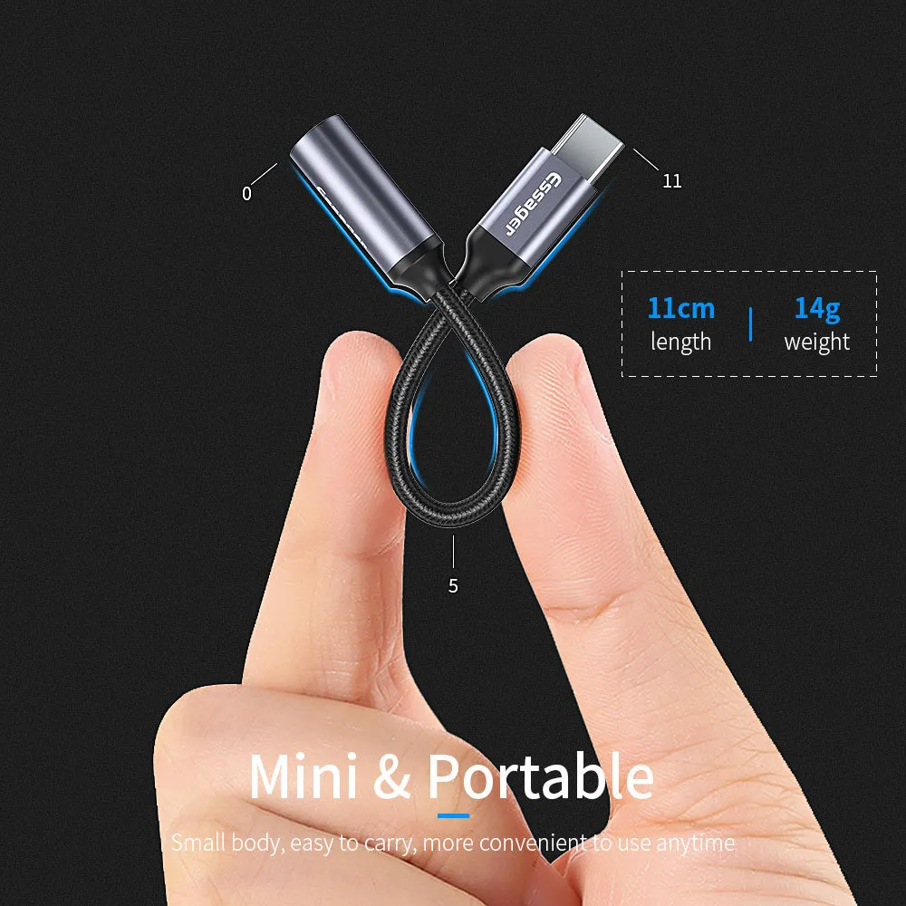 Адаптер Essager USB Type-C - 3.5 мм (M/F), 0.1 м, Black (EZJE01-0G) - мініатюра 7