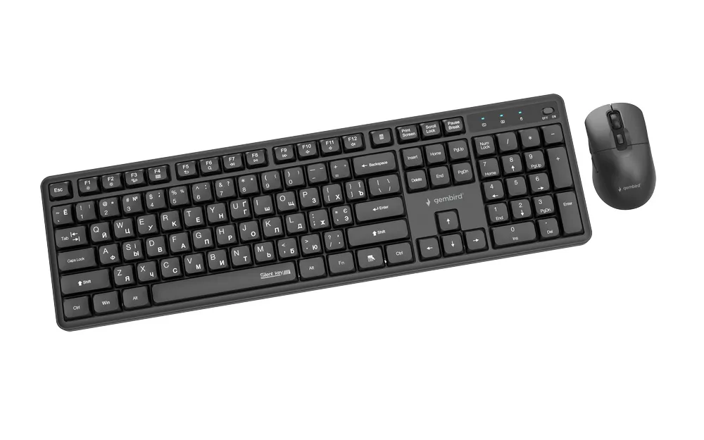 Комплект (клавіатура, миша) бездротовий Gembird KBS-WMS-01-CYRL Black - зображення 1
