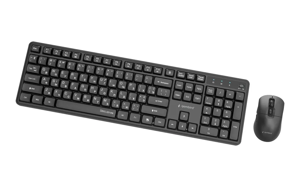 Комплект (клавіатура, миша) бездротовий Gembird KBS-WMS-01-CYRL Black - мініатюра 2