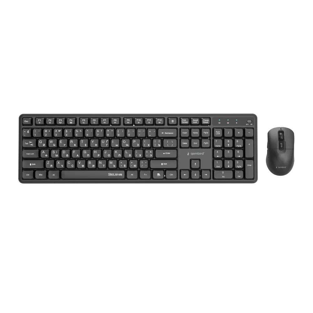 Комплект (клавіатура, миша) бездротовий Gembird KBS-WMS-01-CYRL Black - мініатюра 5