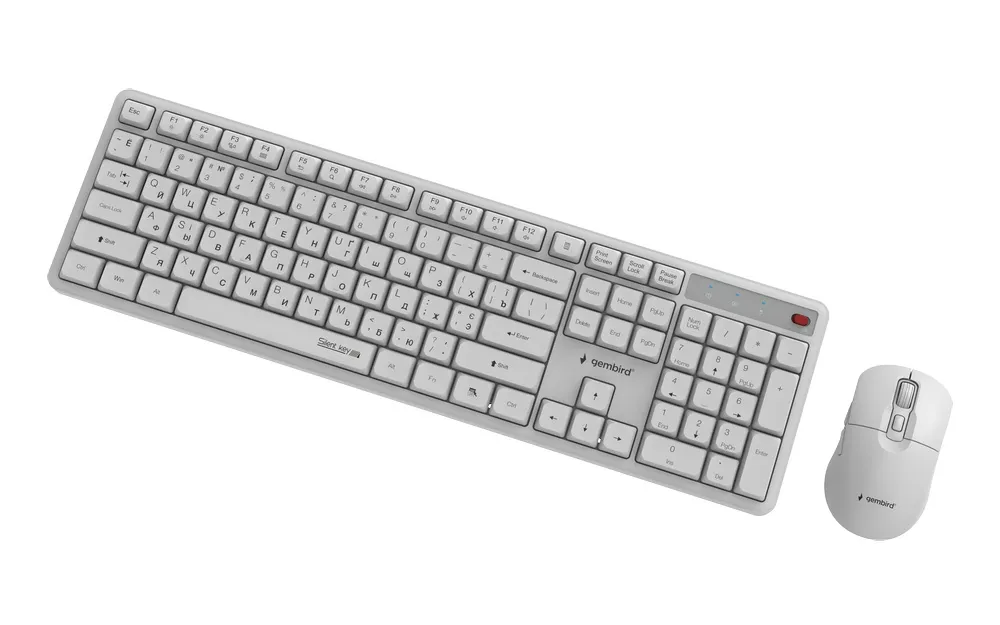 Комплект (клавіатура, миша) бездротовий Gembird KBS-WMS-01-W-CYRL White - мініатюра 2