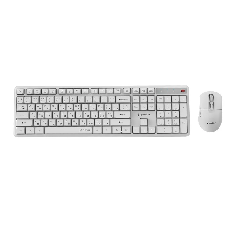 Комплект (клавіатура, миша) бездротовий Gembird KBS-WMS-01-W-CYRL White - мініатюра 5