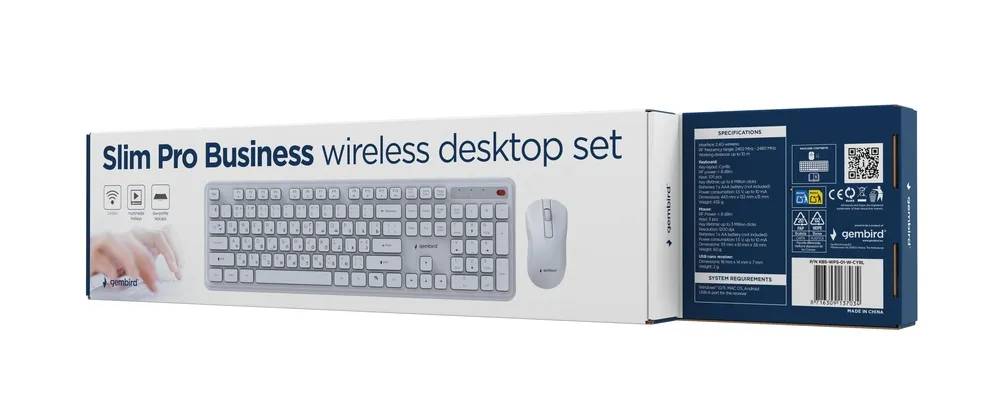 Комплект (клавіатура, миша) бездротовий Gembird KBS-WPS-01-W-CYRL White - мініатюра 4
