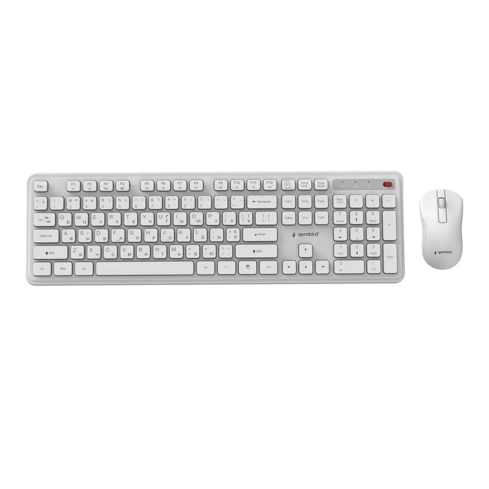 Комплект (клавіатура, миша) бездротовий Gembird KBS-WPS-01-W-CYRL White - мініатюра 6