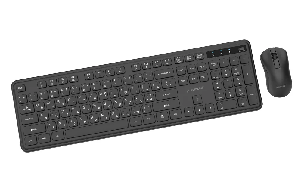 Комплект (клавіатура, миша) бездротовий Gembird KBS-WPS-01-CYRL Black - зображення 1