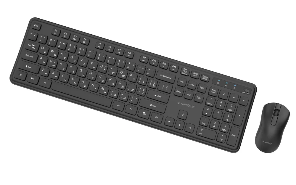 Комплект (клавіатура, миша) бездротовий Gembird KBS-WPS-01-CYRL Black - мініатюра 2