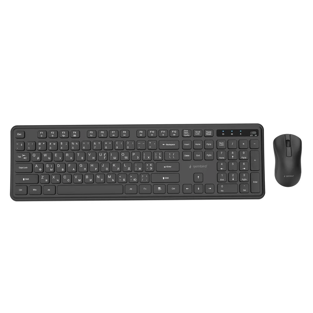 Комплект (клавіатура, миша) бездротовий Gembird KBS-WPS-01-CYRL Black - мініатюра 5