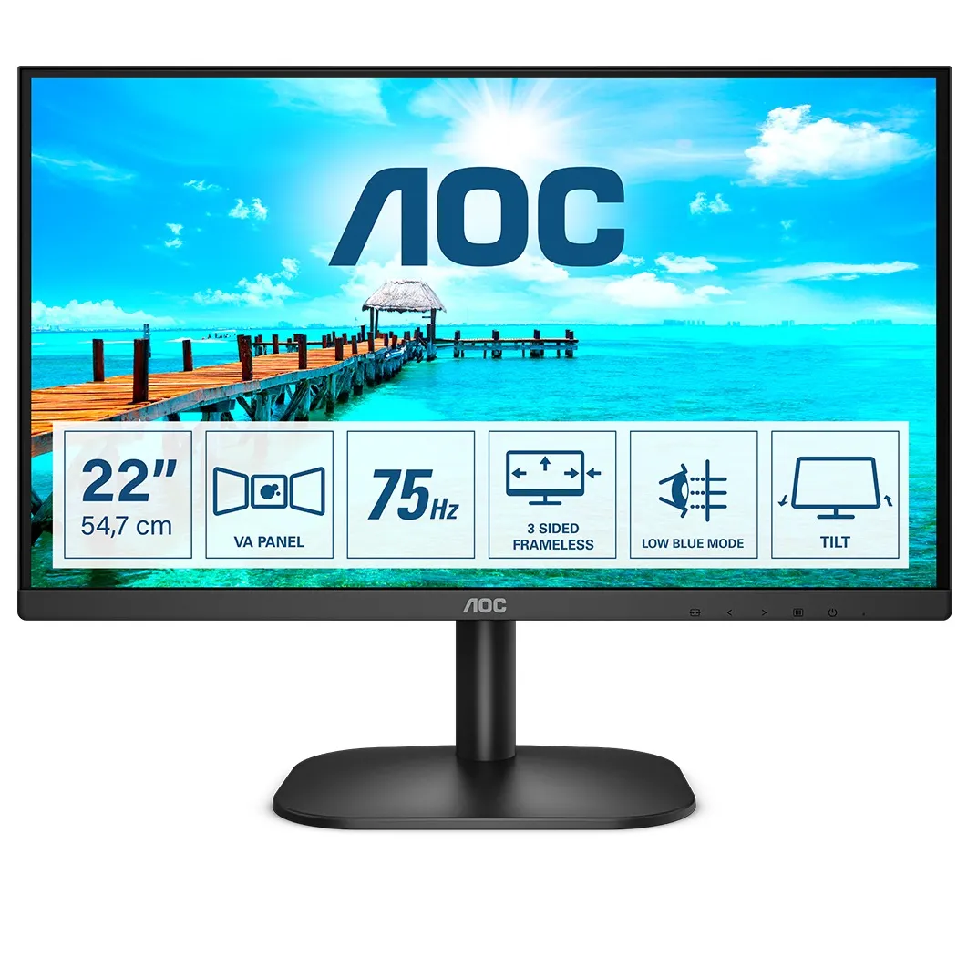 Монiтор AOC 21.5" 22B2H/EU VA Black - зображення 1