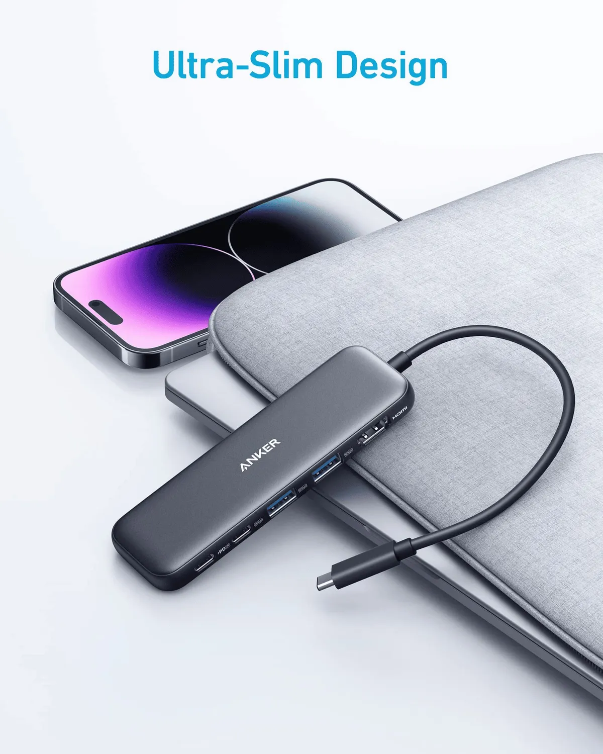 USB-хаб Anker USB-C Hub 332 5-in-1 Black (A8355H11) - мініатюра 5