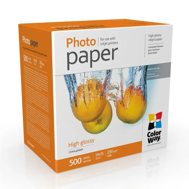 Фотопапір ColorWay глянцевий 230г/м2 10x15см 500 арк. (PG2305004R) - зображення 1