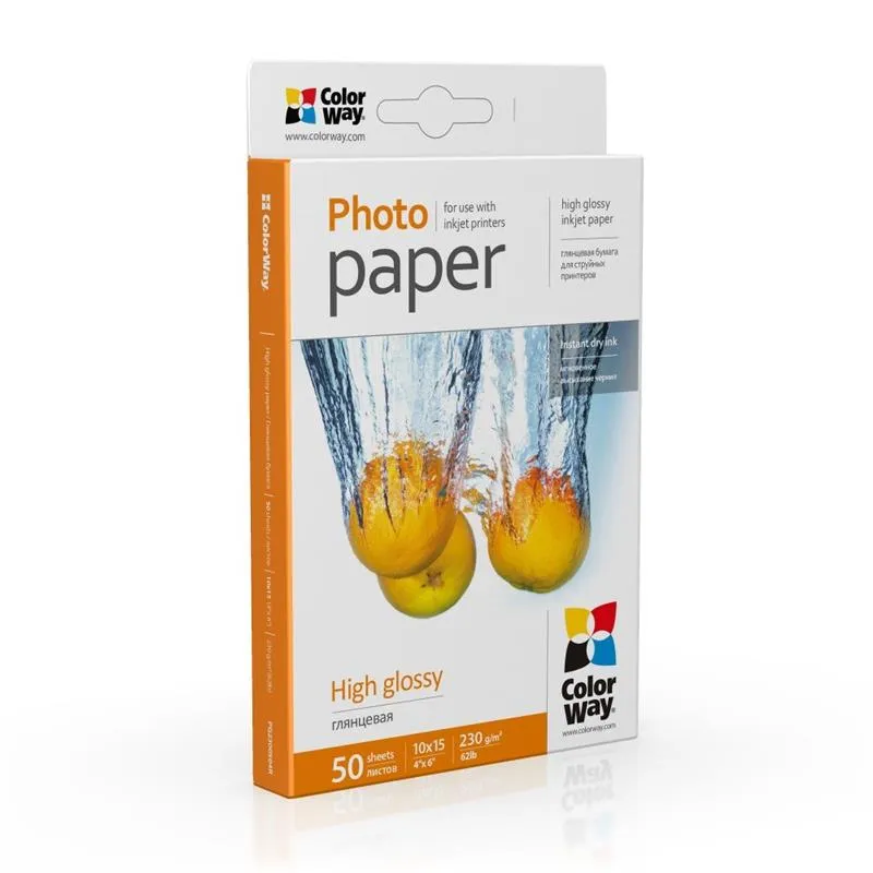 Фотопапір ColorWay глянцевий 230г/м2 10х15см 50 арк. (PG2300504R) - зображення 1