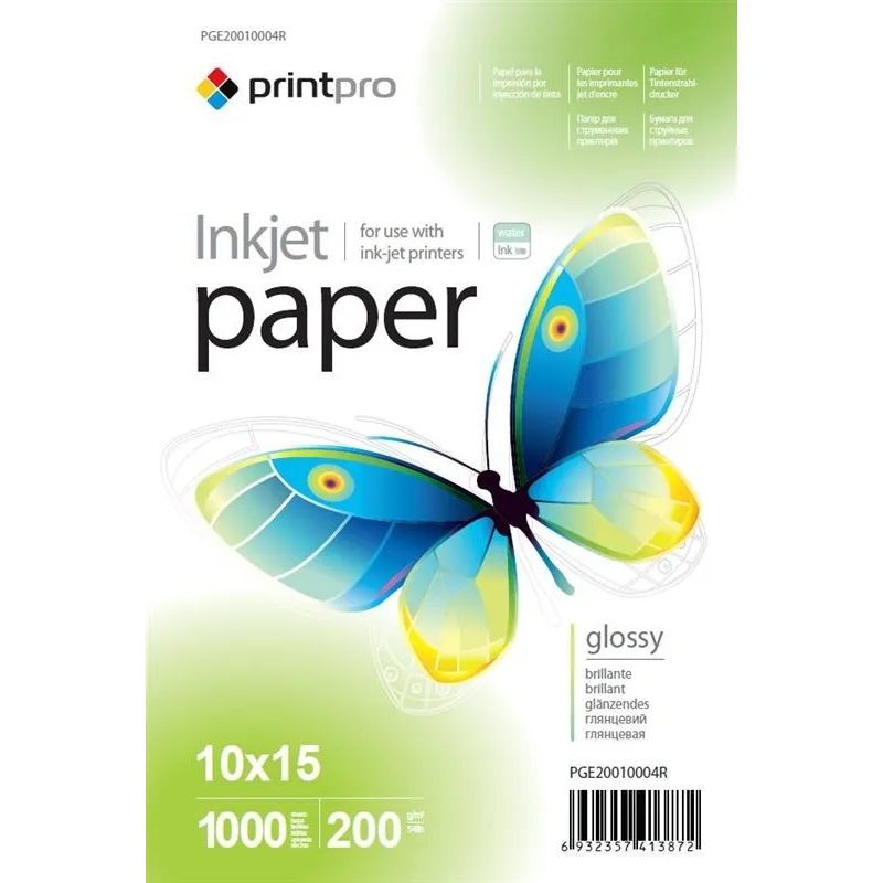 Фотопапір PrintPro глянцевий 200г/м2 10x15см 1000арк (PGE20010004R) - зображення 1