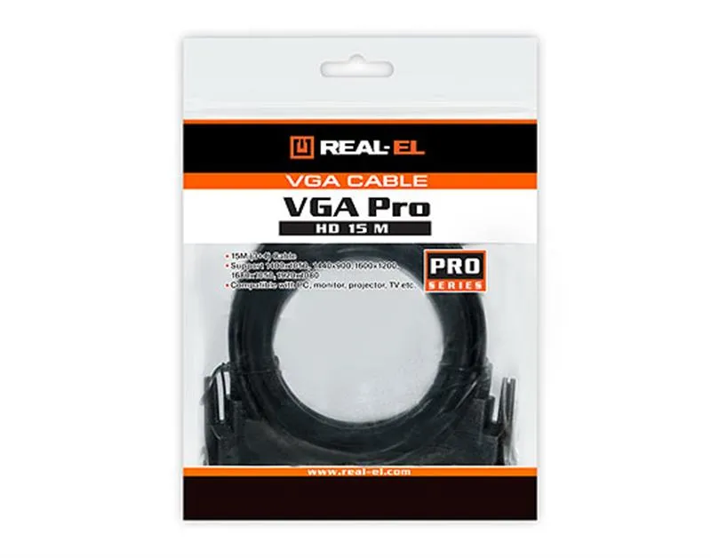 Кабель REAL-EL Pro VGA - VGA (M/M), 1.8 м, чорний (EL123500043) пакет - мініатюра 2