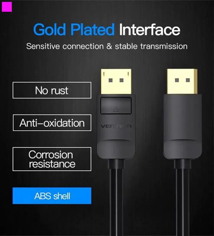 Кабель Vention DisplayPort - DisplayPort (M/M), 1 м, чорний (HACBF) - мініатюра 7