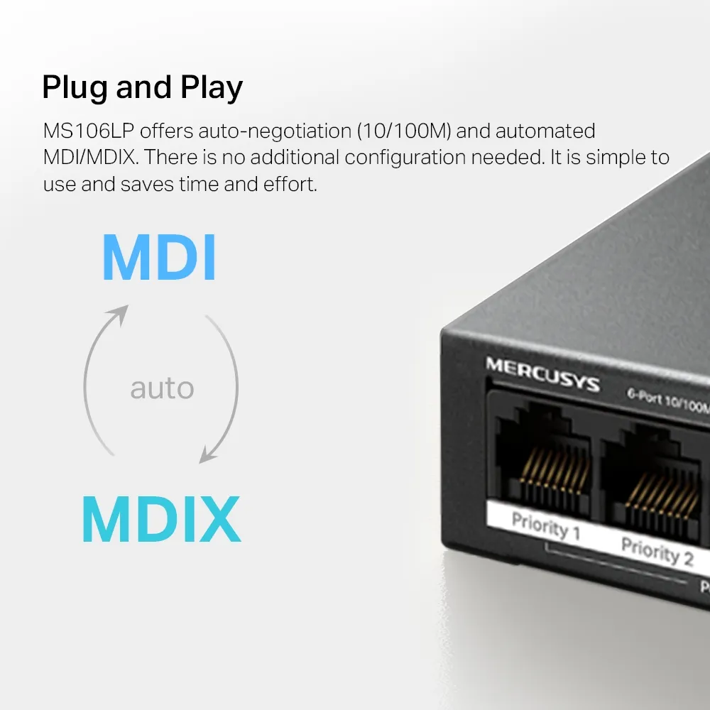 Комутатор Mercusys MS106LP - мініатюра 9