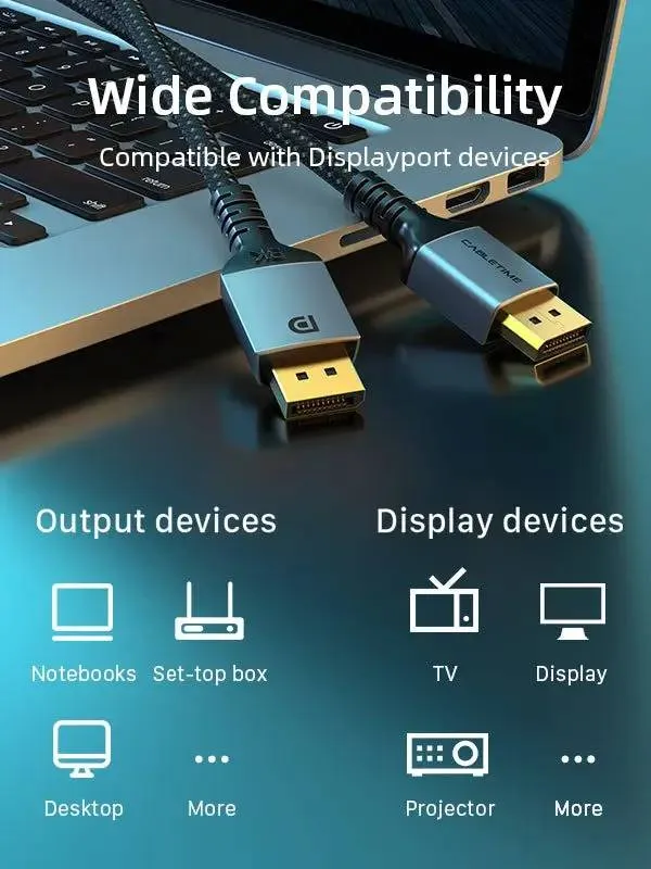 Кабель Cabletime DisplayPort - DisplayPort V 1.4 (M/M), 3 м Black (CD11N) - мініатюра 2