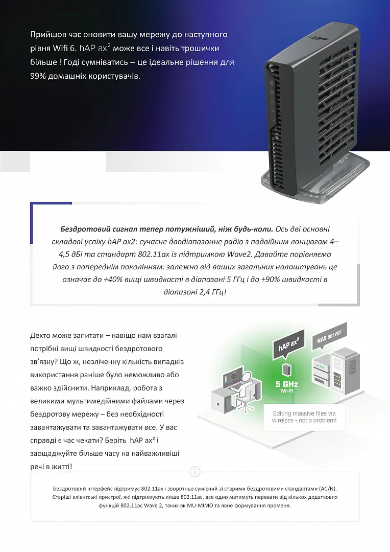 Бездротовий маршрутизатор MikroTik hAP AX2 (C52iG-5HaxD2HaxD-TC) - мініатюра 2