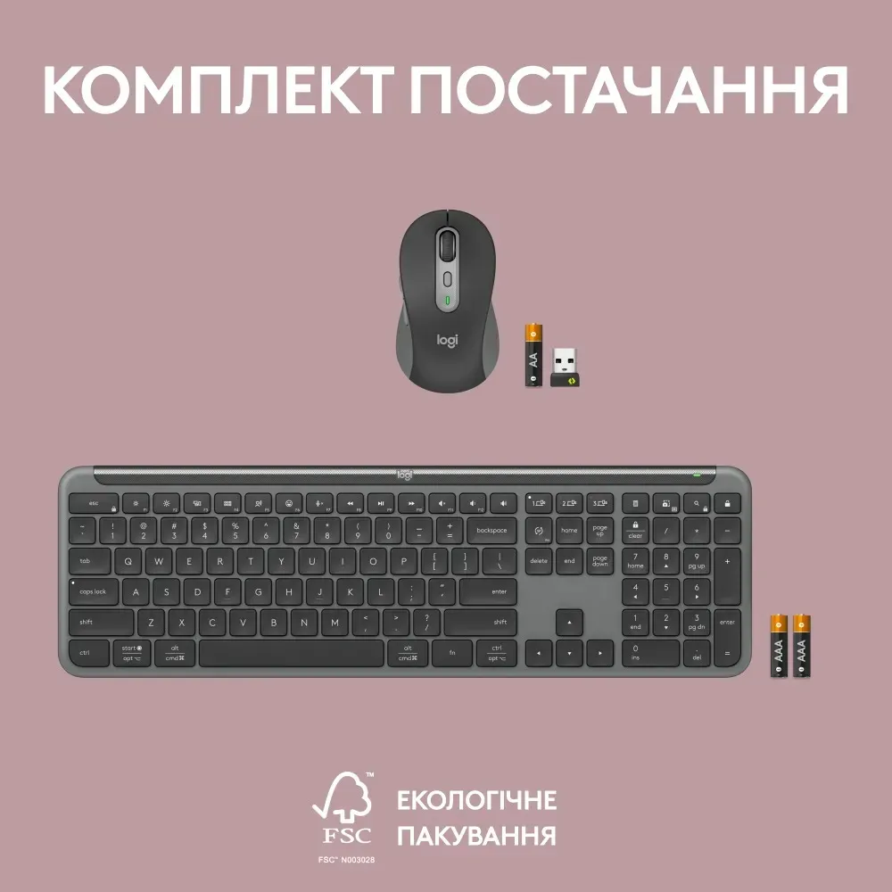 Комплект (клавіатура, миша) бездротовий Logitech Signature Slim Combo MK950 for Business Graphite (920-012508) - мініатюра 12