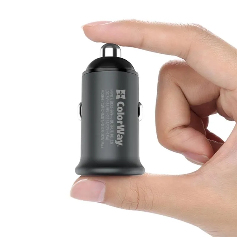 Автомобільний зарядний пристрій ColorWay (1USBx3A, 20W) Power Delivery Port Gray (CW-CHA028PD-GR) - мініатюра 5