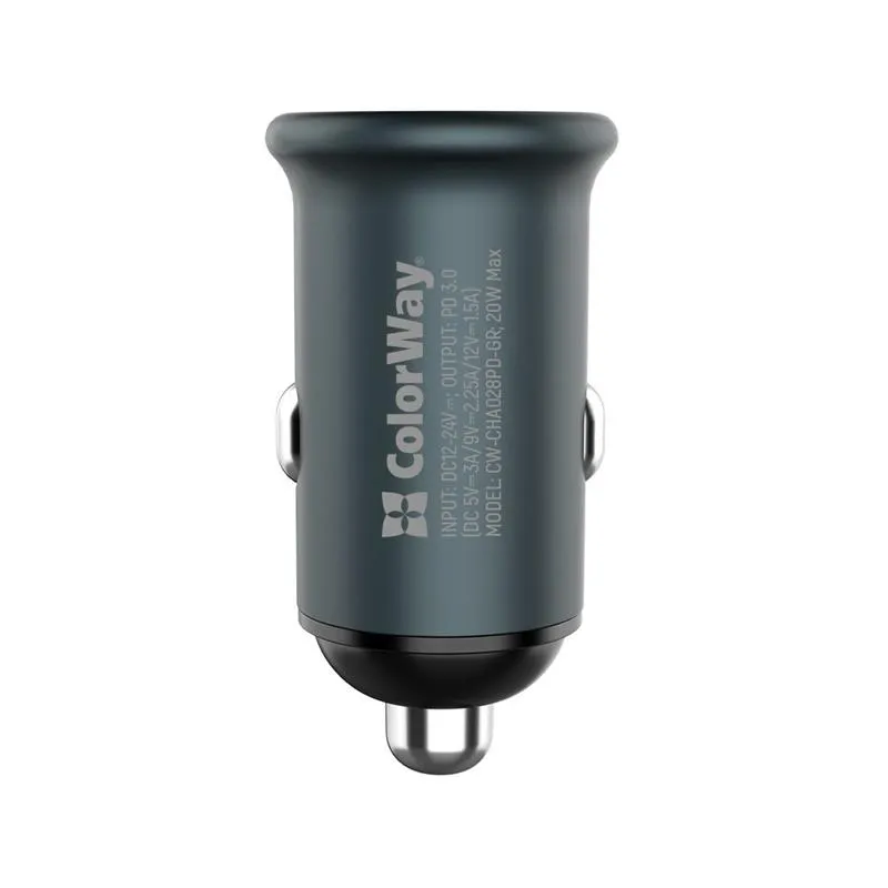 Автомобільний зарядний пристрій ColorWay (1USBx3A, 20W) Power Delivery Port Gray (CW-CHA028PD-GR) - мініатюра 6