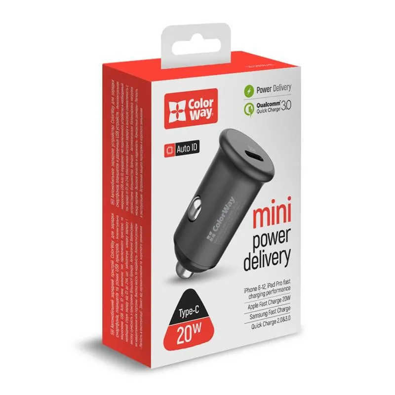 Автомобільний зарядний пристрій ColorWay (1USBx3A, 20W) Power Delivery Port Gray (CW-CHA028PD-GR) - мініатюра 7
