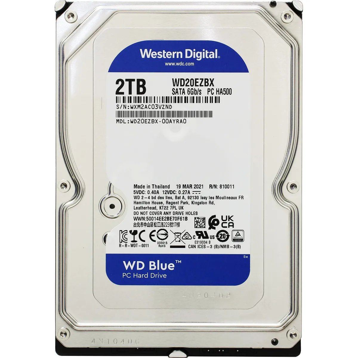 Накопичувач HDD SATA 2.0TB WD Blue 7200rpm 256MB (WD20EZBX) - зображення 1