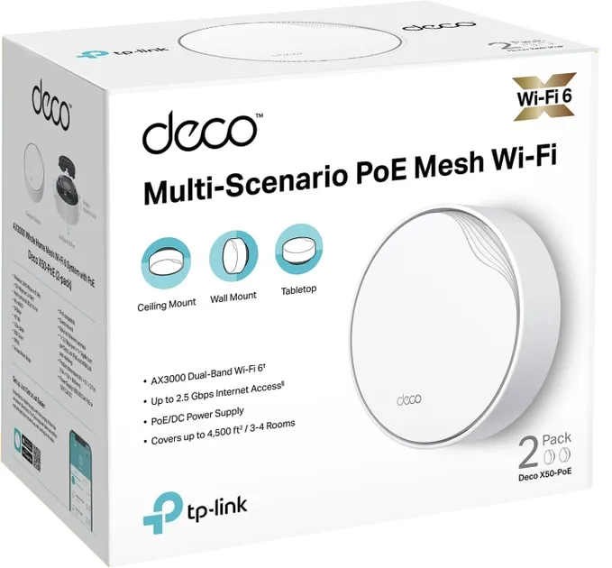 WiFi Mesh-система TP-Link Deco X50-PoE(2-pack) - мініатюра 6