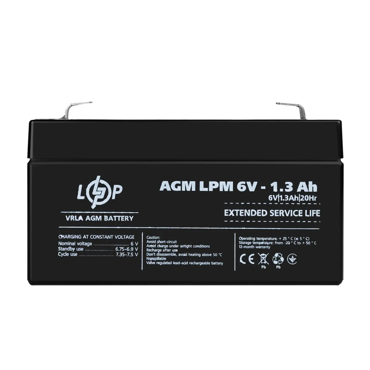 Акумулятор AGM LPM 6V - 1.3 Ah Уцінка 10.2024 - зображення 1