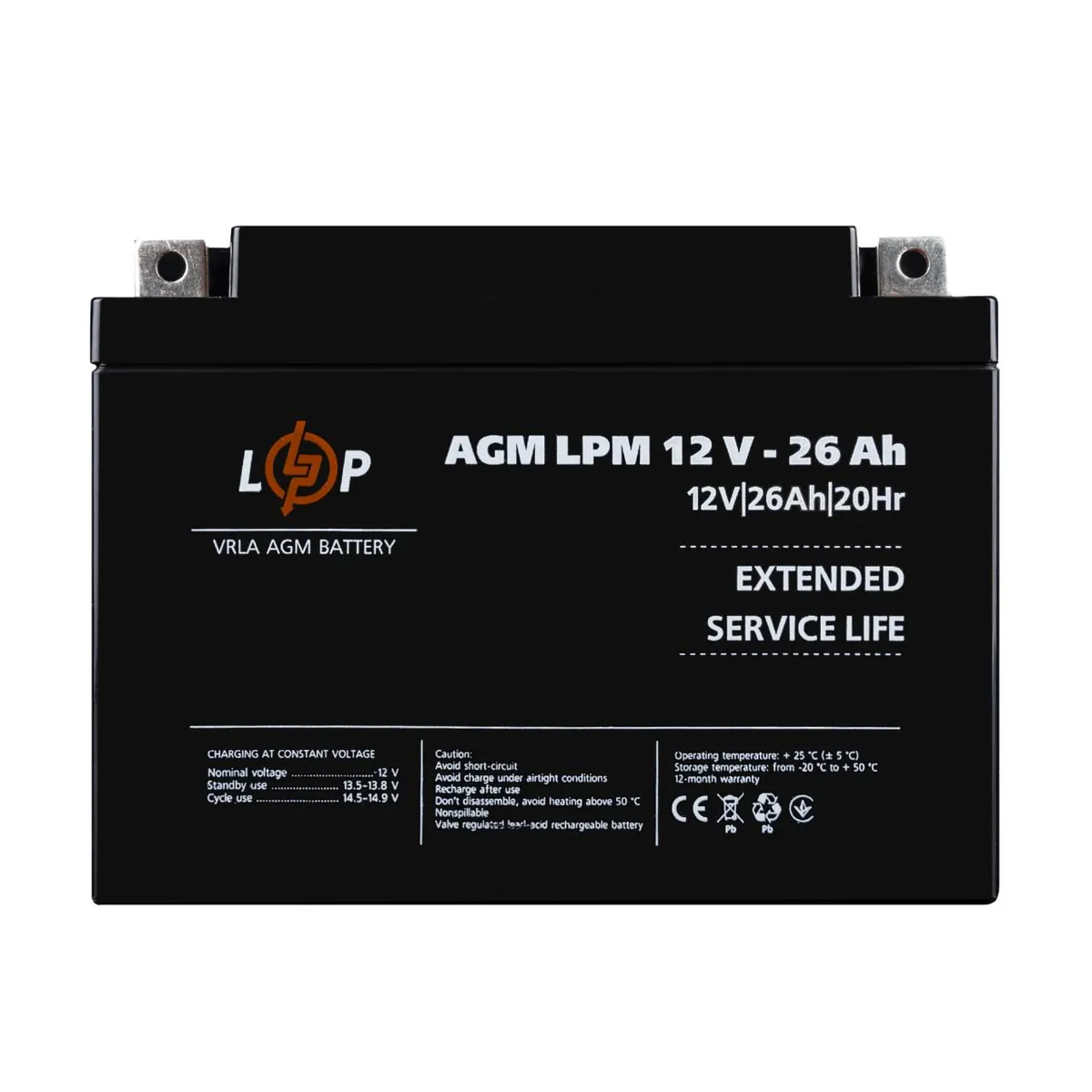 Акумулятор AGM LPM 12V - 26 Ah Уцінка 11.2024 - зображення 1