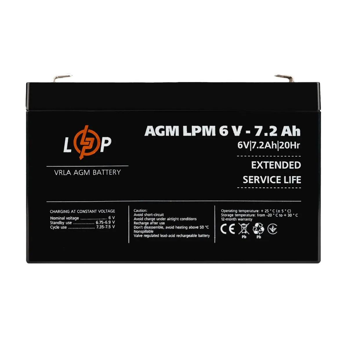 Акумулятор AGM LPM 6V - 7.2 Ah Уцінка 11.2024 - зображення 1