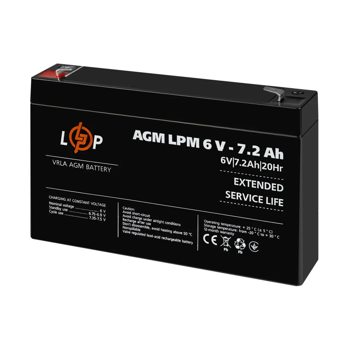 Акумулятор AGM LPM 6V - 7.2 Ah Уцінка 11.2024 - мініатюра 3