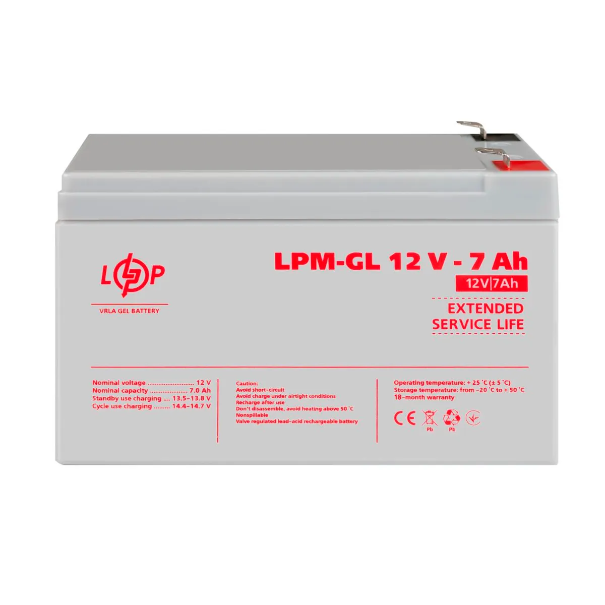Акумулятор гелевий LPM-GL 12V - 7 Ah Уцінка 08/24 - мініатюра 2