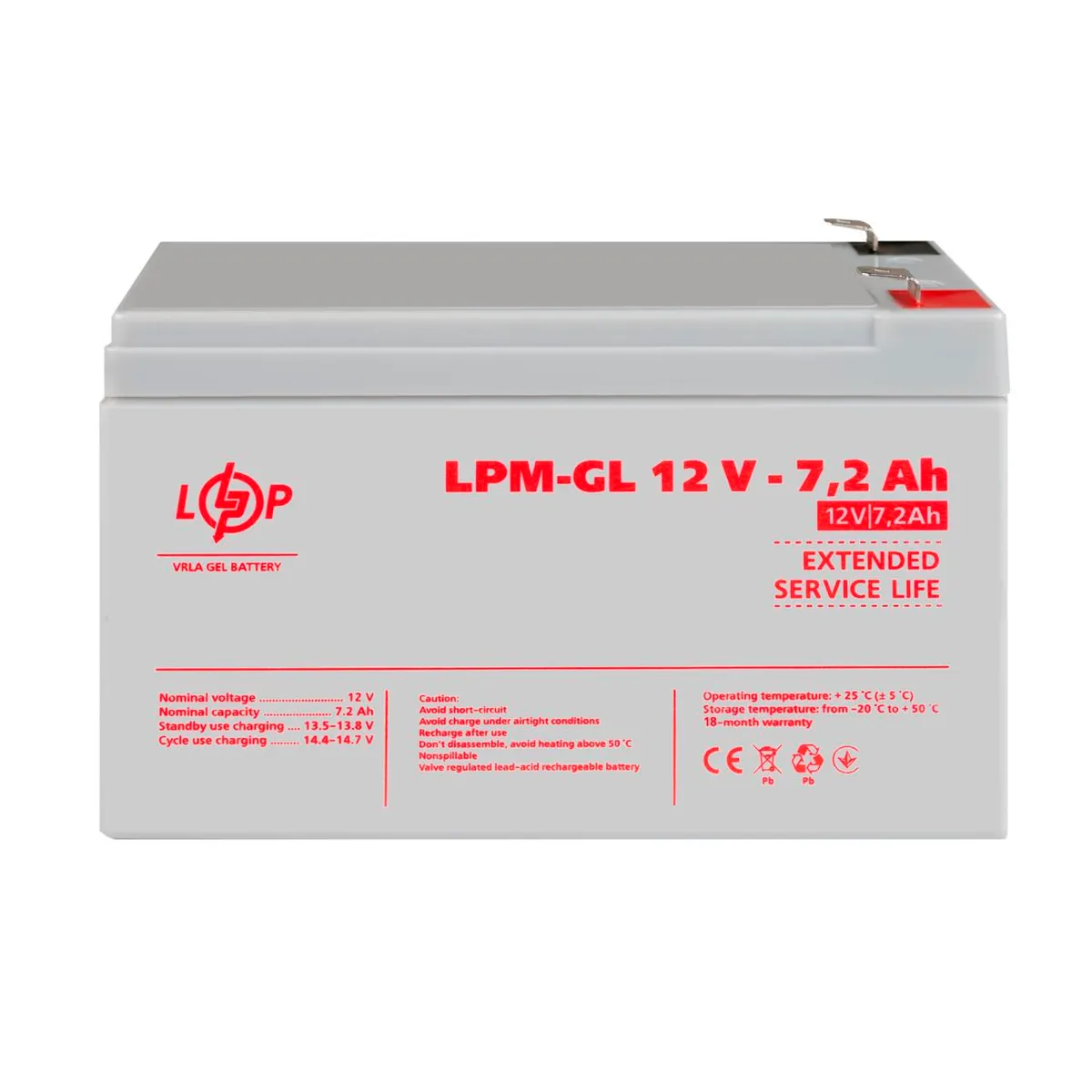 Акумулятор гелевий LPM-GL 12V - 7.2 Ah Уцінка 08.2024 - мініатюра 2