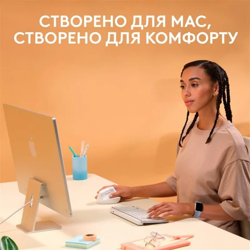 Миша бездротова Logitech Lift for Mac Vertical Ergonomic White (910-006477) - мініатюра 2