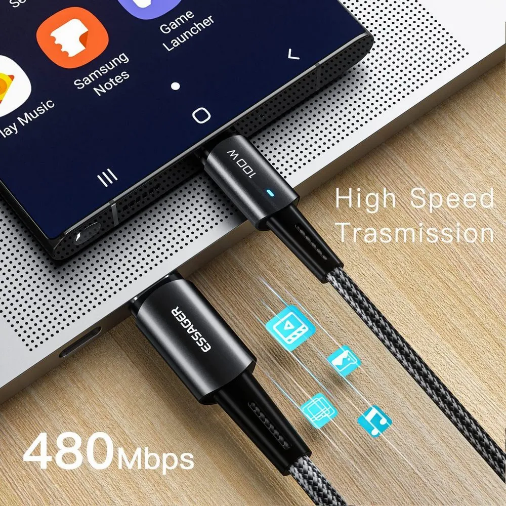 Кабель Essager Sunset USB Type-C - USB Type-C (M/M), 100W, 0.5 м Black (EXCTT1-CGB01) - мініатюра 4