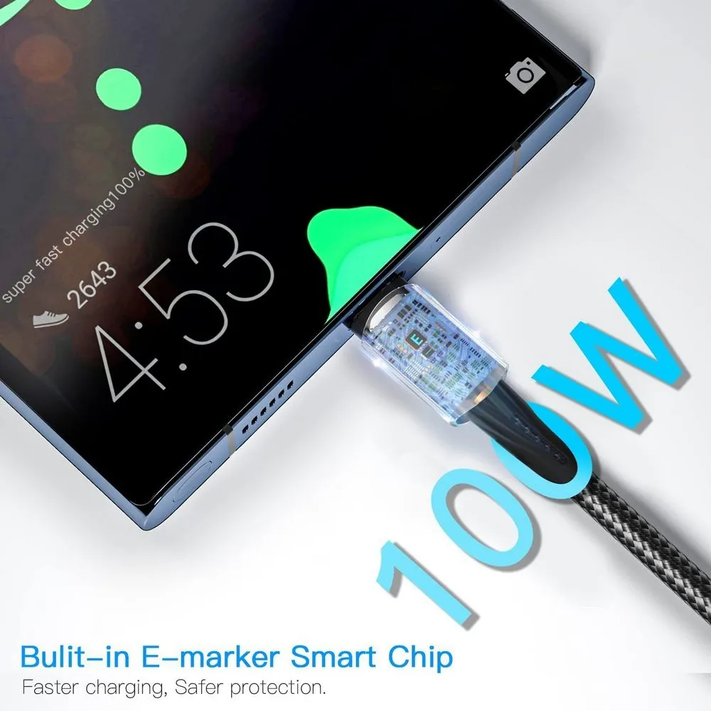 Кабель Essager Sunset USB Type-C - USB Type-C (M/M), 100W, 0.5 м Black (EXCTT1-CGB01) - мініатюра 5