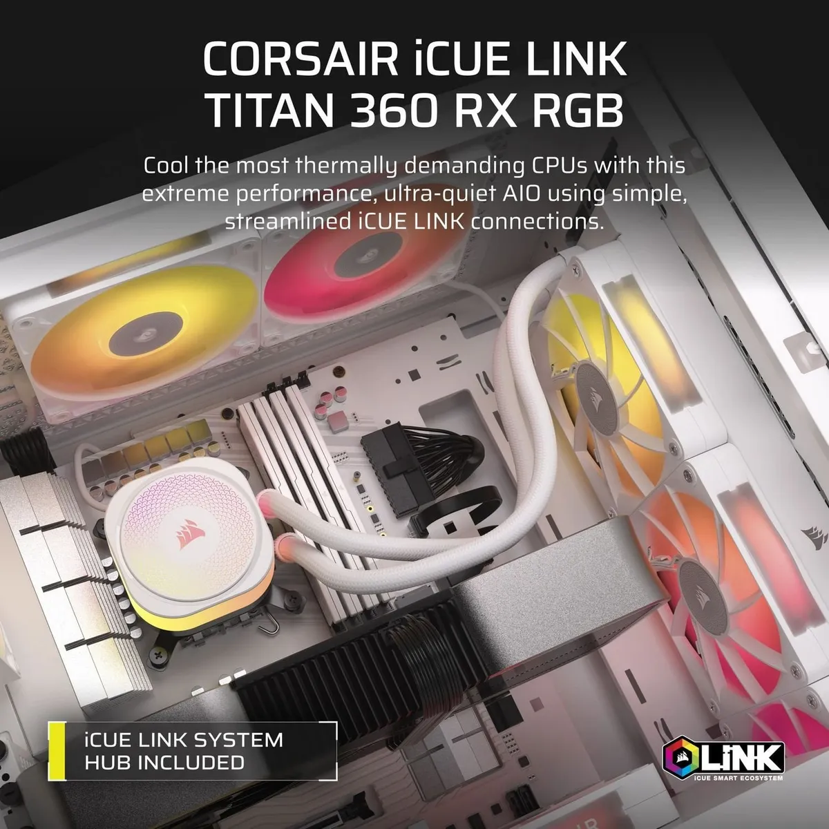 Система водяного охолодження Corsair Icue Link Titan 360 White (CW-9061021-WW) - мініатюра 5