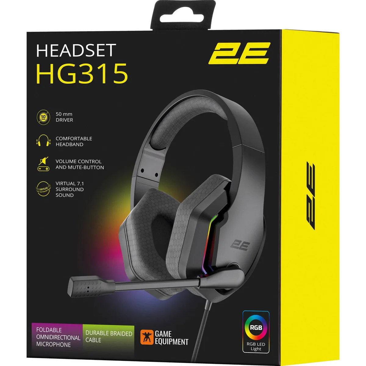 Гарнітура 2E Gaming HG315 RGB USB 7.1 Black (2E-HG315BK-7.1) - мініатюра 9