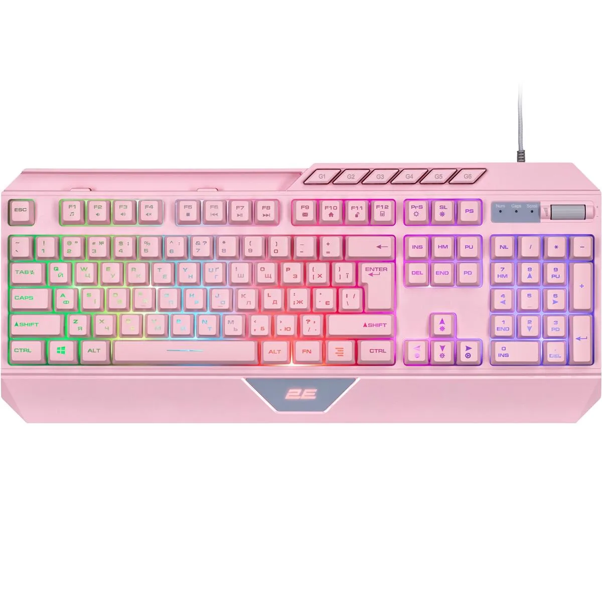 Клавіатура 2E Gaming KG315 RGB USB Pink Ukr (2E-KG315UPK) - зображення 1