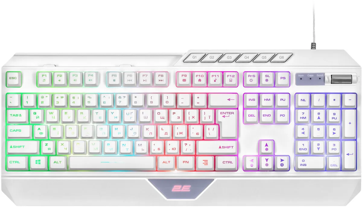Клавіатура 2E Gaming KG315 RGB USB White Ukr (2E-KG315UWT) - мініатюра 2