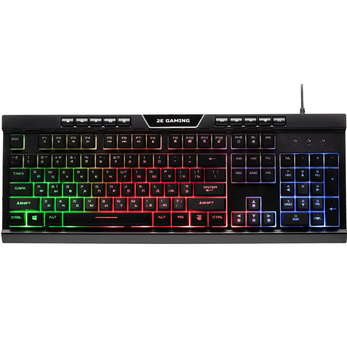 Клавіатура 2E Gaming KG300UB LED Ukr Black (2E-KG300UB) - зображення 1