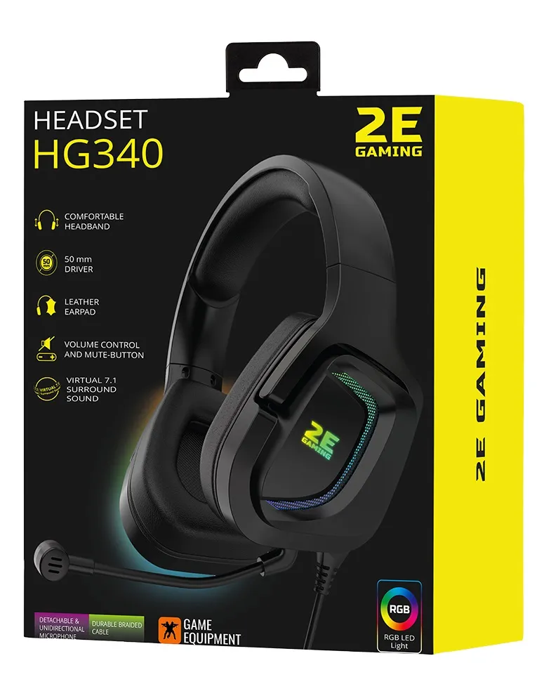 Гарнітура 2E Gaming HG340 RGB 7.1 Black (2E-HG340BK-7.1) - мініатюра 9